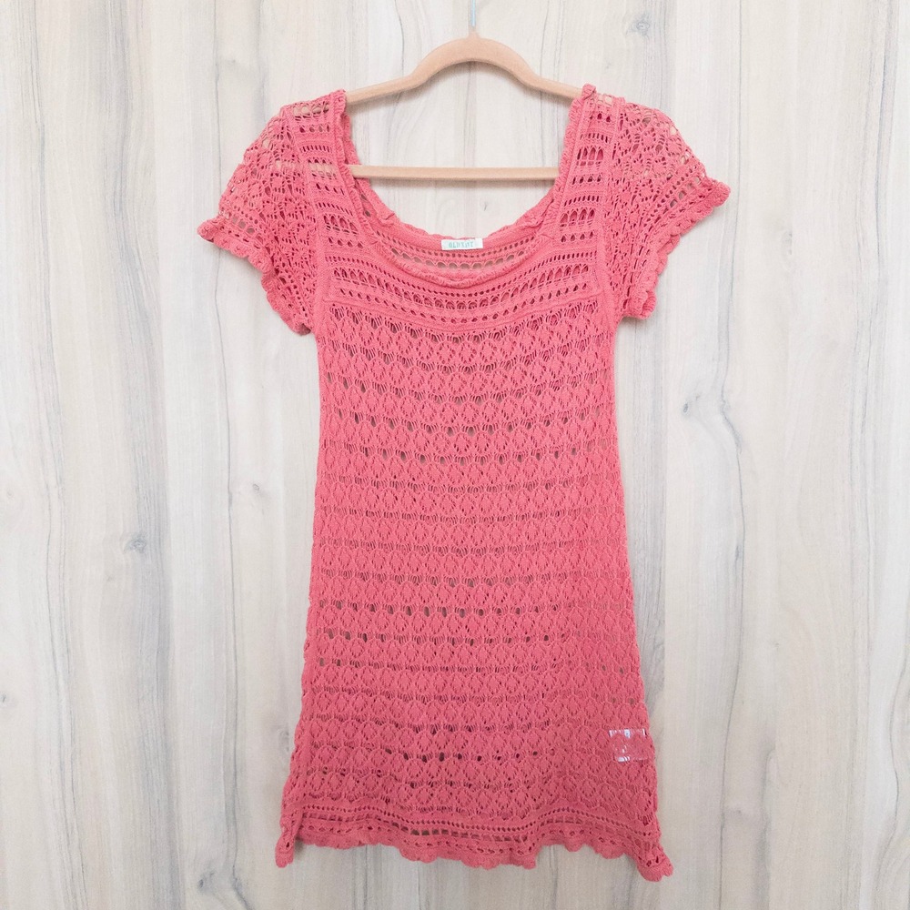 VTG Old‎ Navy Womens Crochet Dress Size M Pink Y2K Boho Cottage Festival Beach